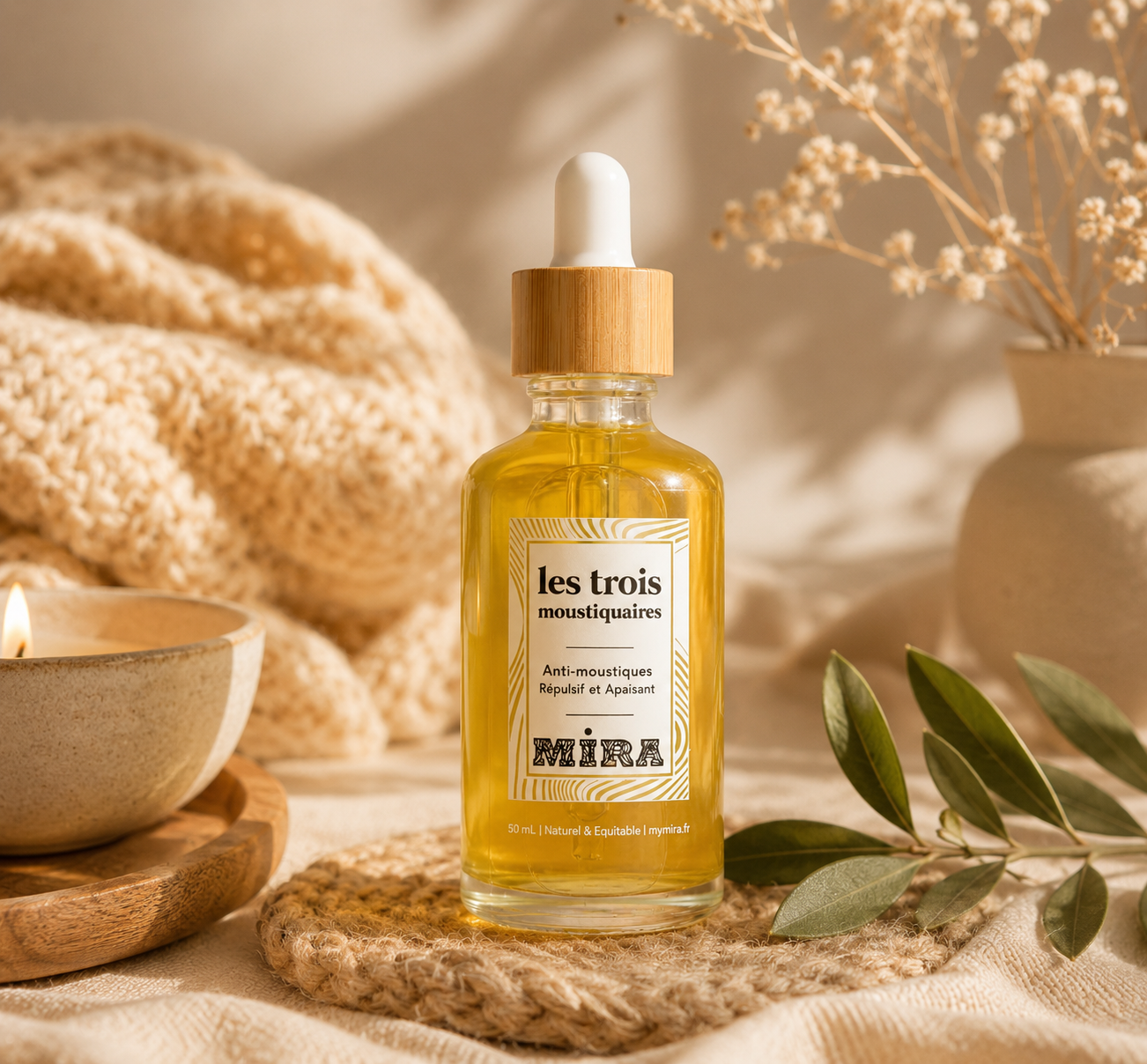 ✨ Les Trois Moustiquaires – Huile Anti-Moustiques MIRA ✨