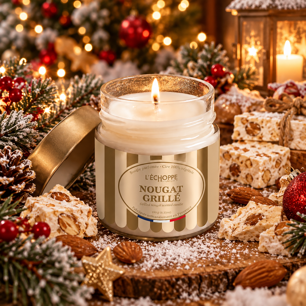 🎄 BOUGIE NOUGAT GRILLÉ – ÉDITION NOËL 🕯️✨