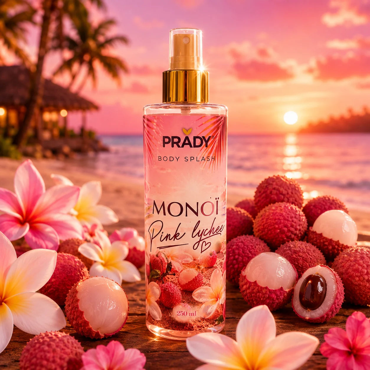 Brume Corps & Cheveux Monoi Pink Lychee 250ml - Prady 🎀