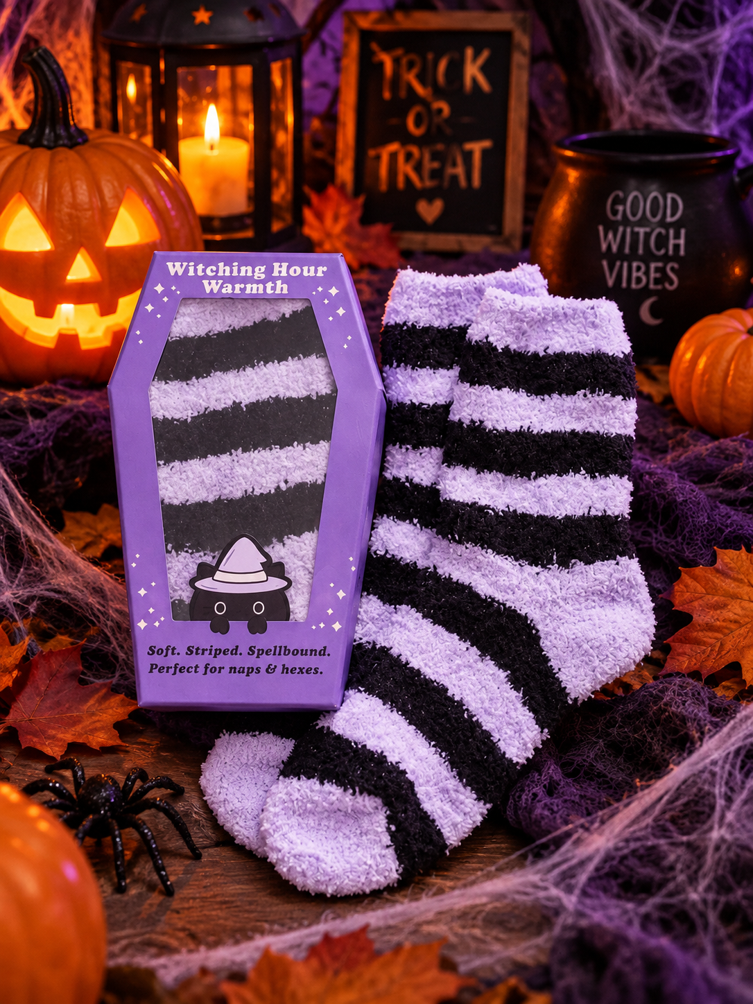 🧙♀️ Chaussettes “Witching Hour Warmth” – Édition Halloween 🎃