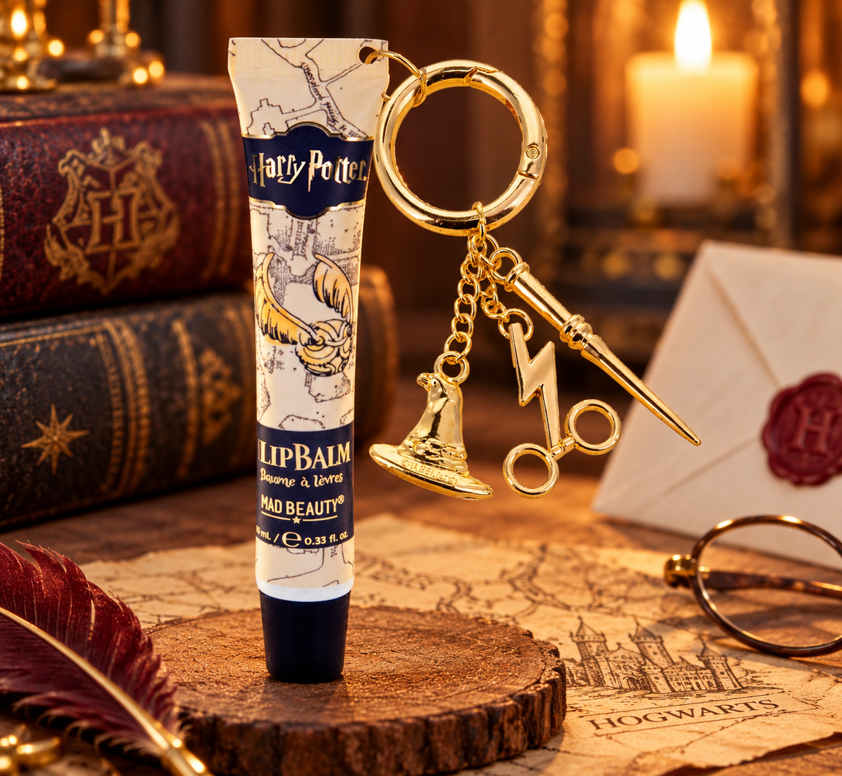 ✨ Baume à lèvres Harry Potter avec porte-clés – Mad Beauty ⚡