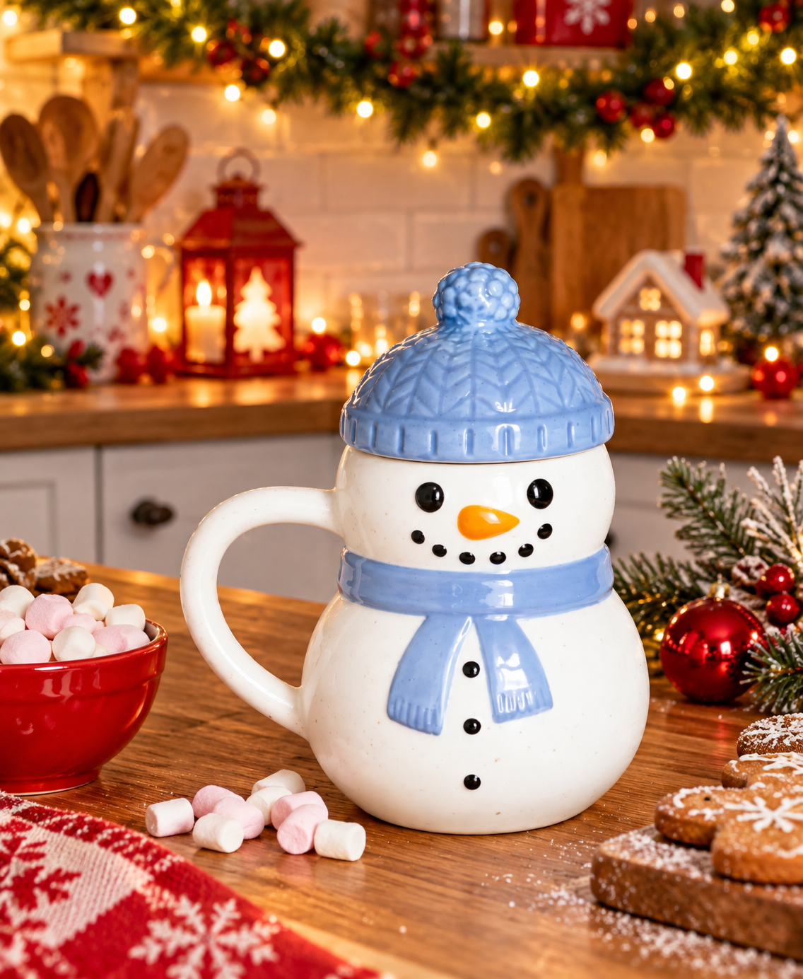 ☃️ MUG BONHOMME DE NEIGE AVEC COUVERCLE ❄️🎄