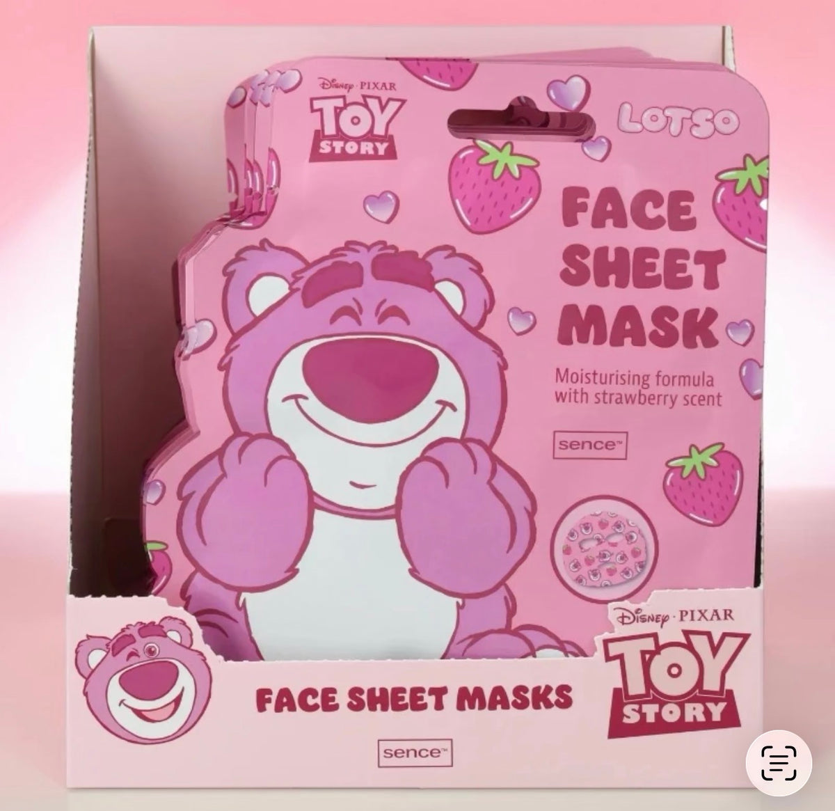 Douceur Fruitée & Hydratation : Masque en Tissu Imprimé Lotso – Disney Toy Story 🎀