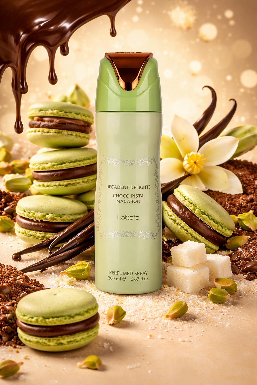 Déodorant Lattafa Decadent Delights Choco Pista Macaron 200 ml 💚