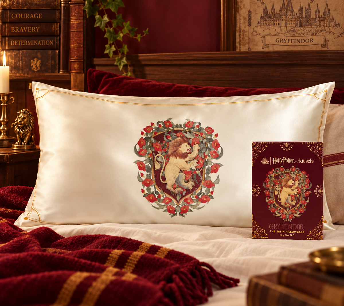 đŠ Taie dâoreiller satinĂ©e Harry Potter â Gryffondor