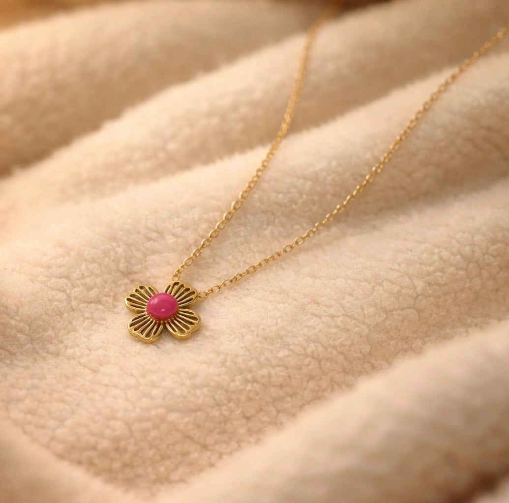 Collier Fleur Éclat Rosé 🌸