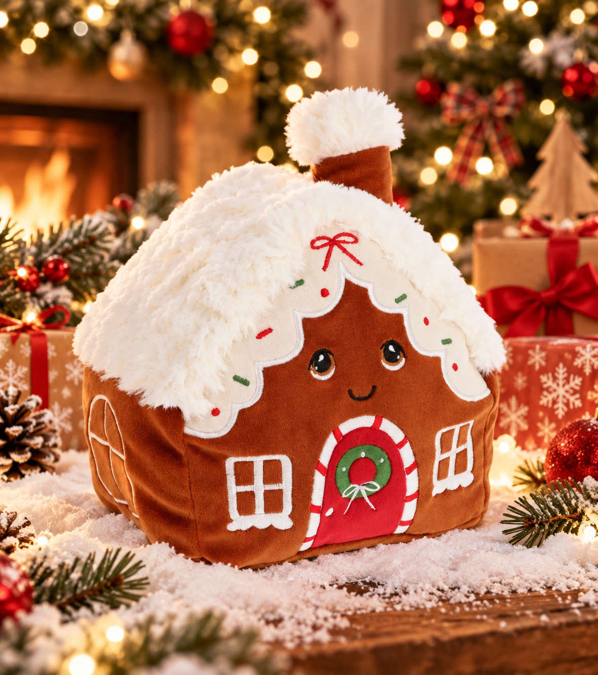🎄🏠 Peluche Maison Pain d’Épice – 15 cm ❤