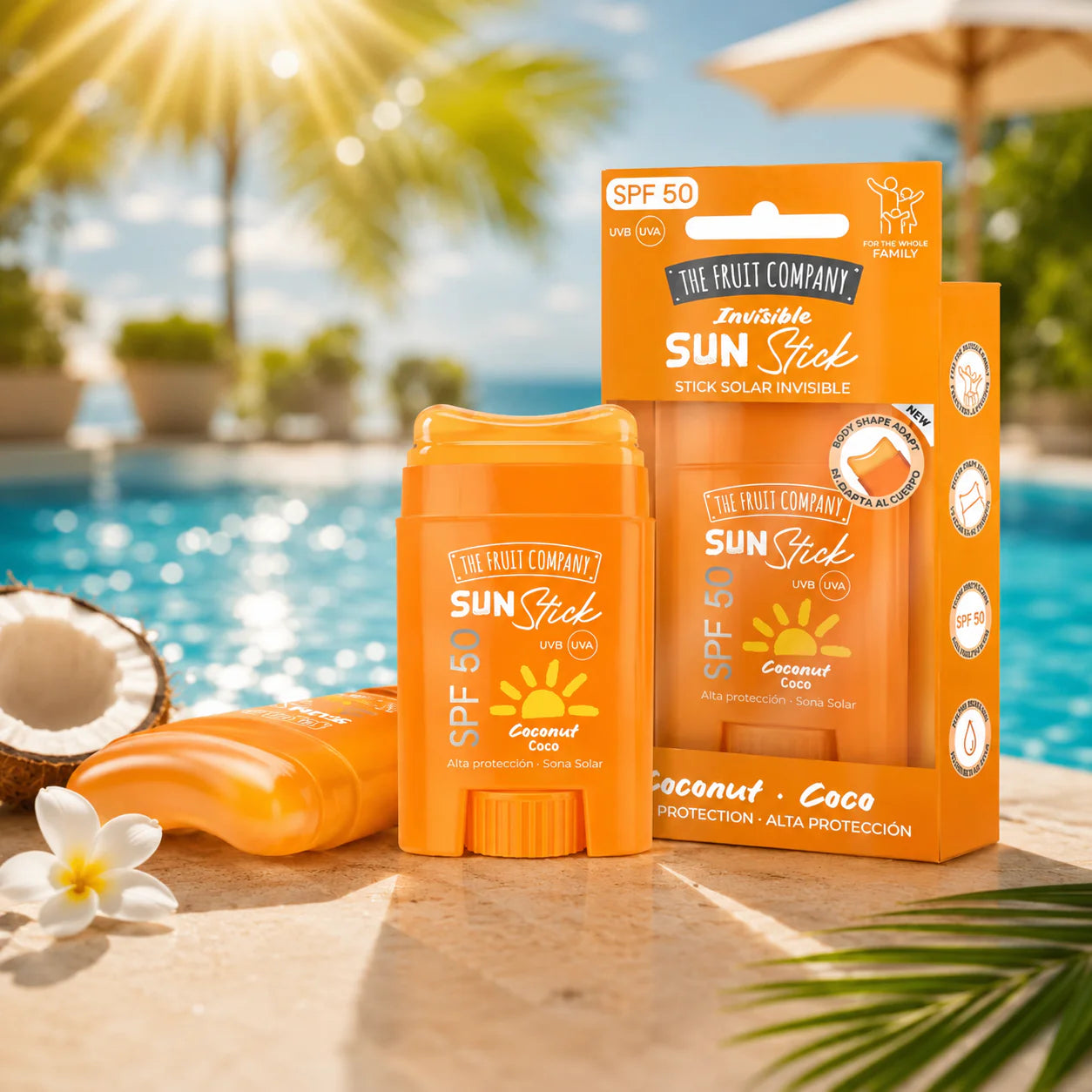 Stick Solaire SPF 50 Haute Protection Coco Water Résistant - The Fruit Company 🧡