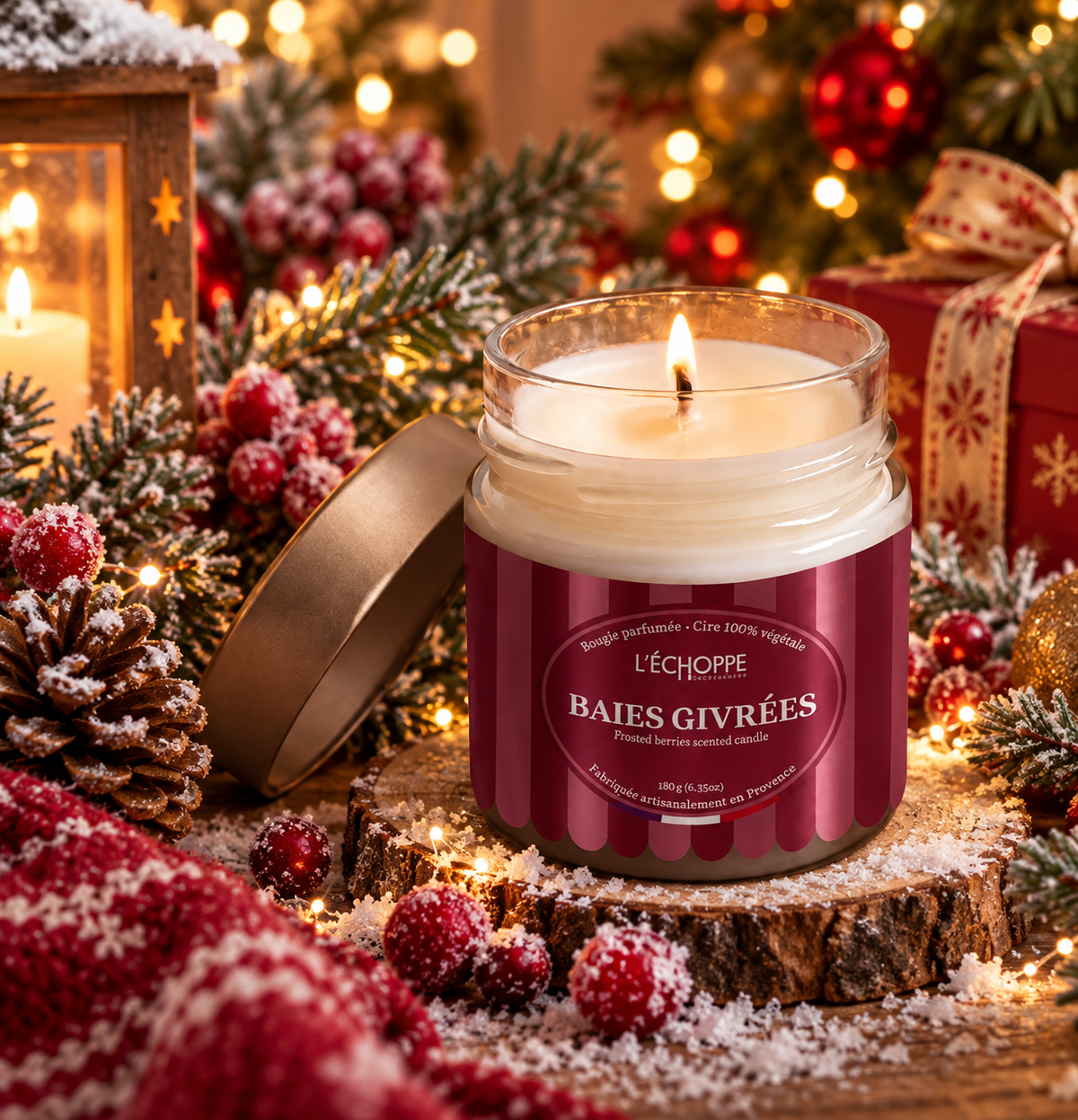 BAIES GIVRÉES – La magie de Noël en bougie ✨🎄
