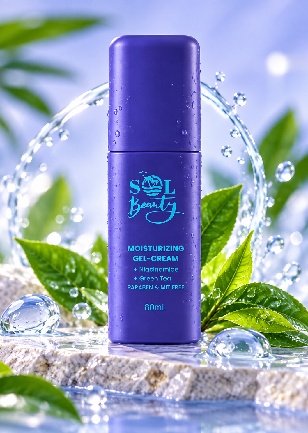 Crème-Gel Hydratante Sol Beauty à la Niacinamide & Thé Vert (80 ml) : Fraîcheur, Équilibre & Peau Purifiée ! ✨