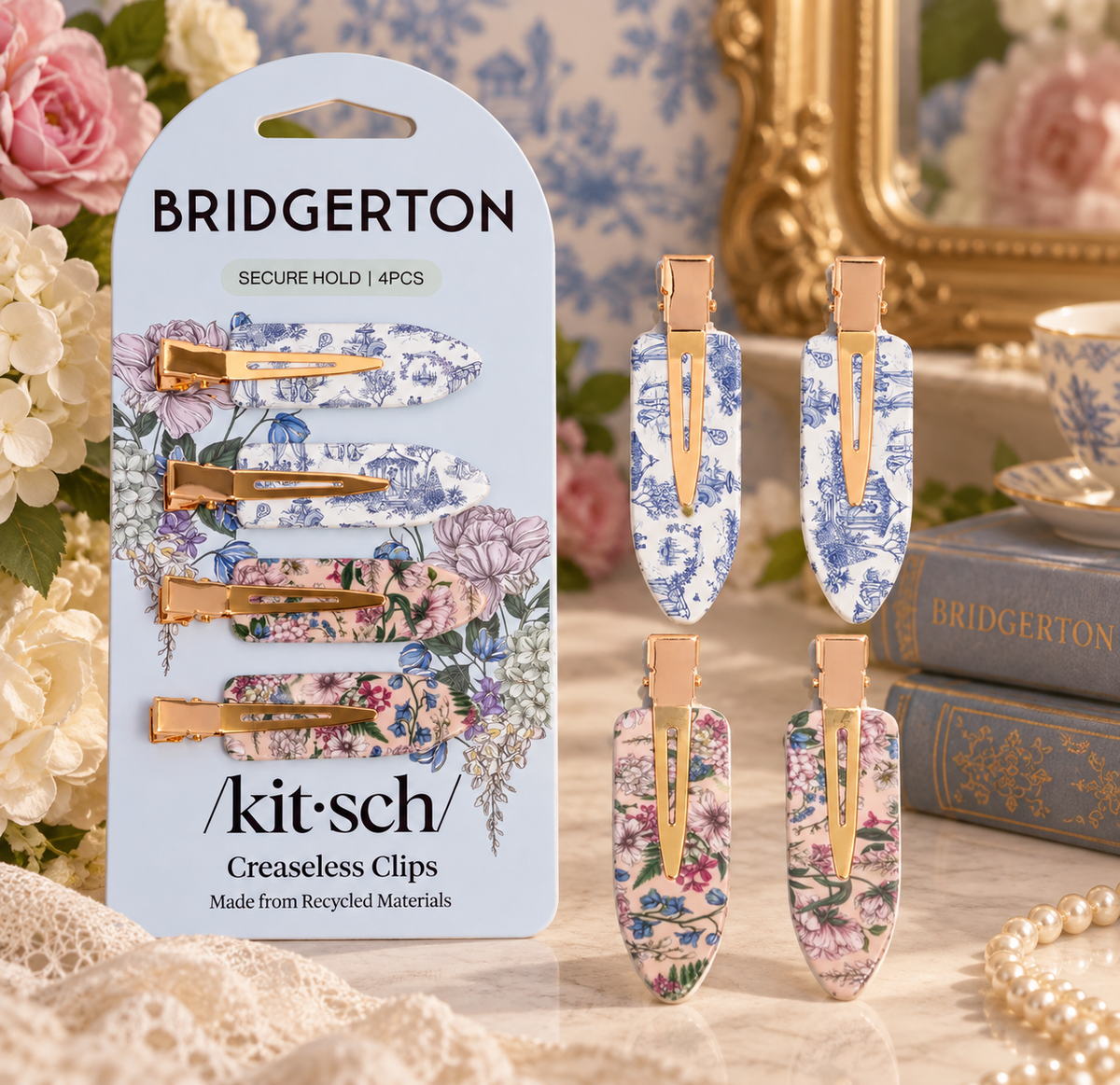 ✨ Pinces à cheveux Bridgerton x Kitsch – Lot de 4 ✨