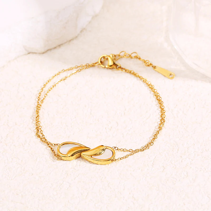 Bracelet doré ying yang en nacre