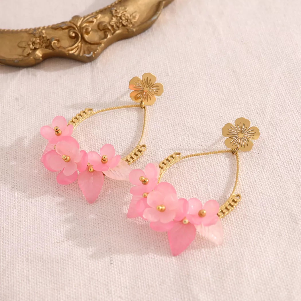 Boucles d’oreilles fleurs rose 🌸