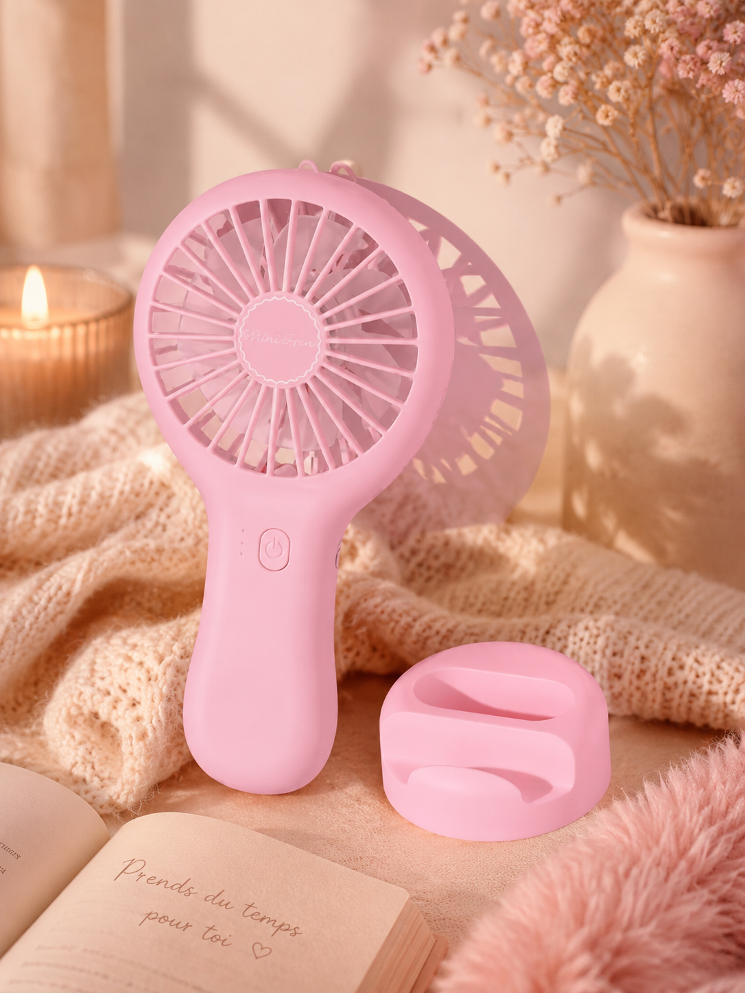 ✨ Mini ventilateur portable Rose – Douceur & fraîcheur au quotidien ✨