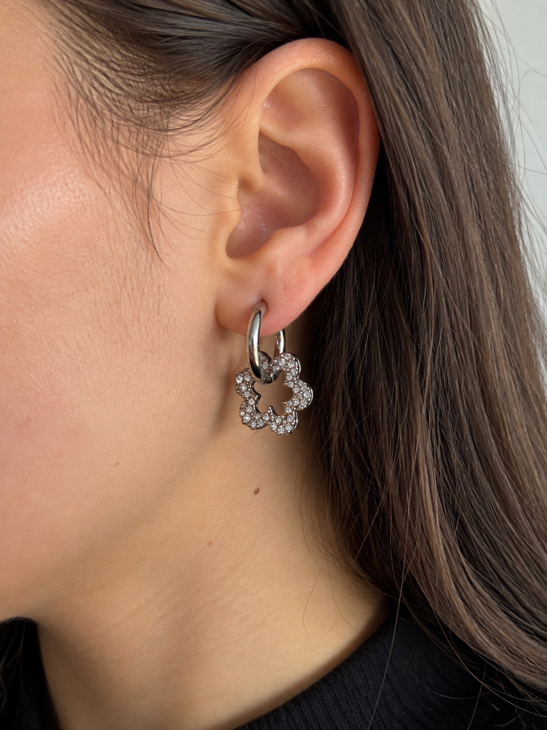 Boucles d’oreilles fleurs argentée ✨