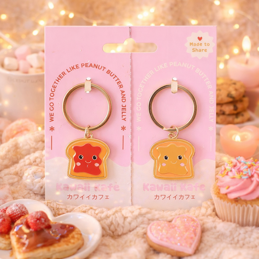 Lot de 2 porte-clés beurre de cacahuète et confiture 🎀🎀