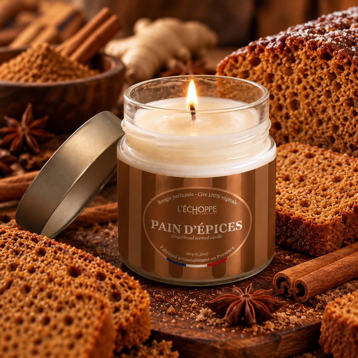 Bougie parfumée Pain d’Épices – Une douce ambiance de Noël 🎄