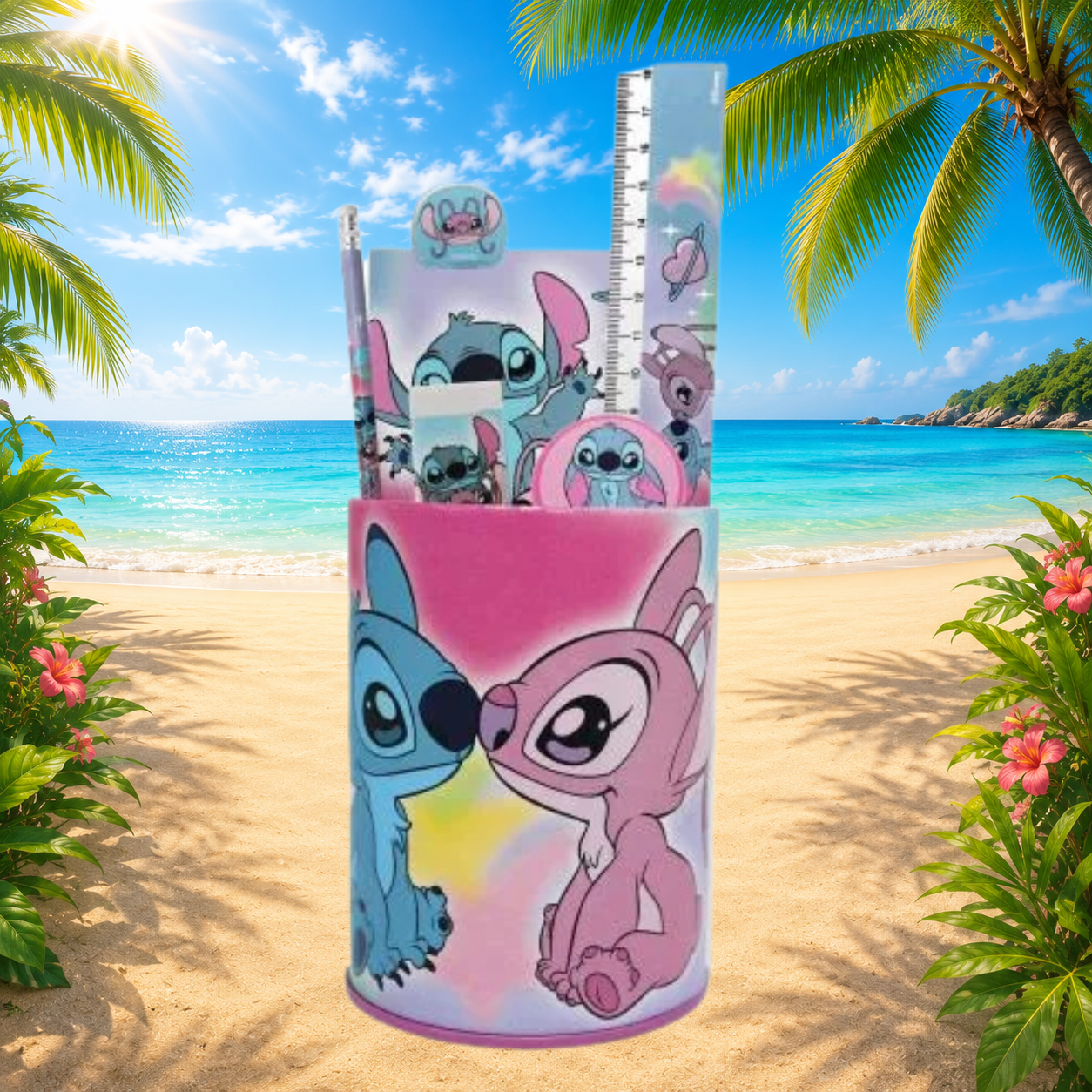LILO & STITCH - Set de Papeteire + Pot à Crayon - 7pc ✨