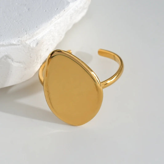 Bague Dorée Plaque Irrégulière