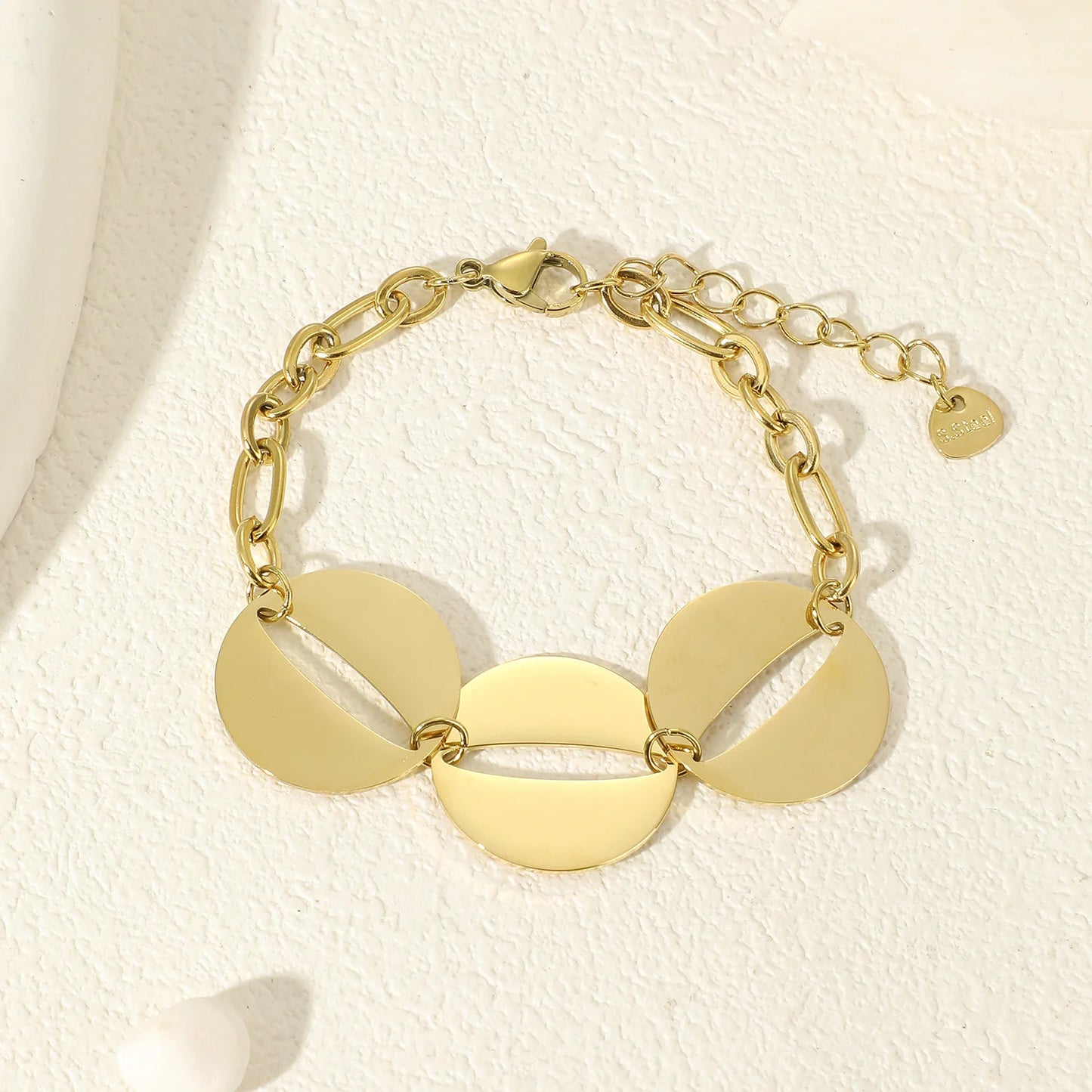 Bracelet Chaîne Dorée Maillons Ronds Triple