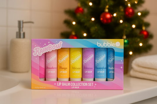 Ensemble de baumes à lèvres arc-en-ciel - 6 saveurs fruitées 🎄