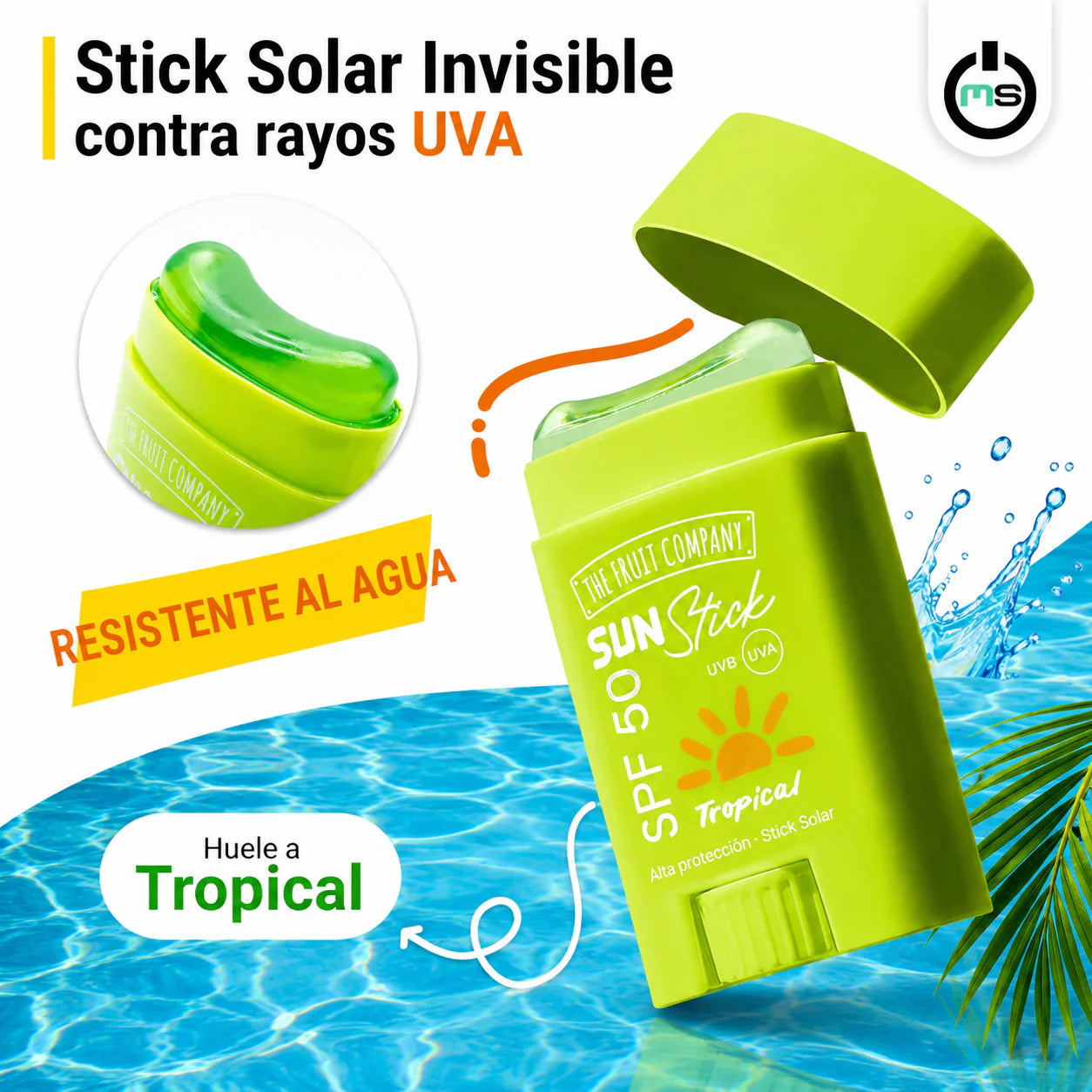 Stick Solaire SPF 50 Haute Protection Tropical Water Résistant - The Fruit Company 💚