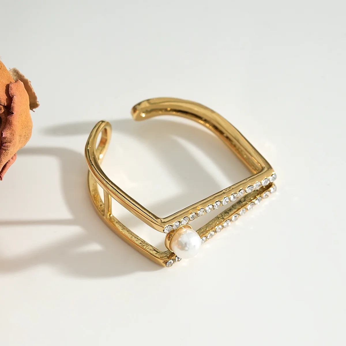 Bague Ouverte Strass Avec Perle