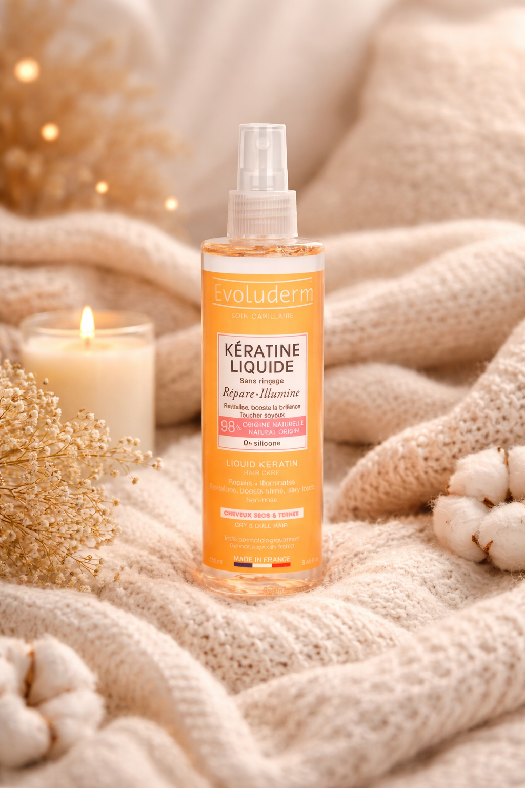 ✨ Kératine Liquide Evoluderm – Soin Réparateur Sans Rinçage ✨