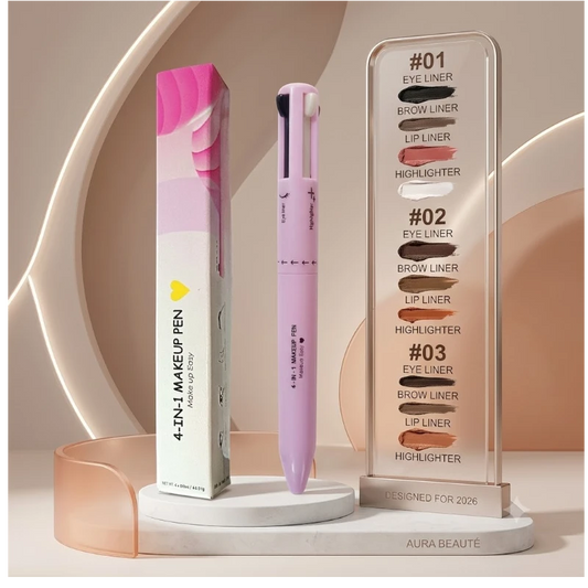 Stylo de Maquillage 4-en-1 – Eyeliner, Sourcils, Lèvres et Enlumineur