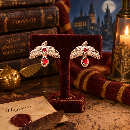 Boucles d'oreilles à tige plaquées or rose Harry Potter Fumseck