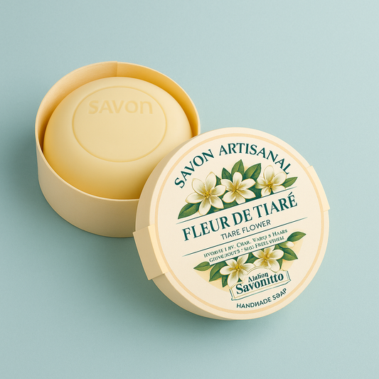 Savon Fleur de tiaré dans boite en bois 100g