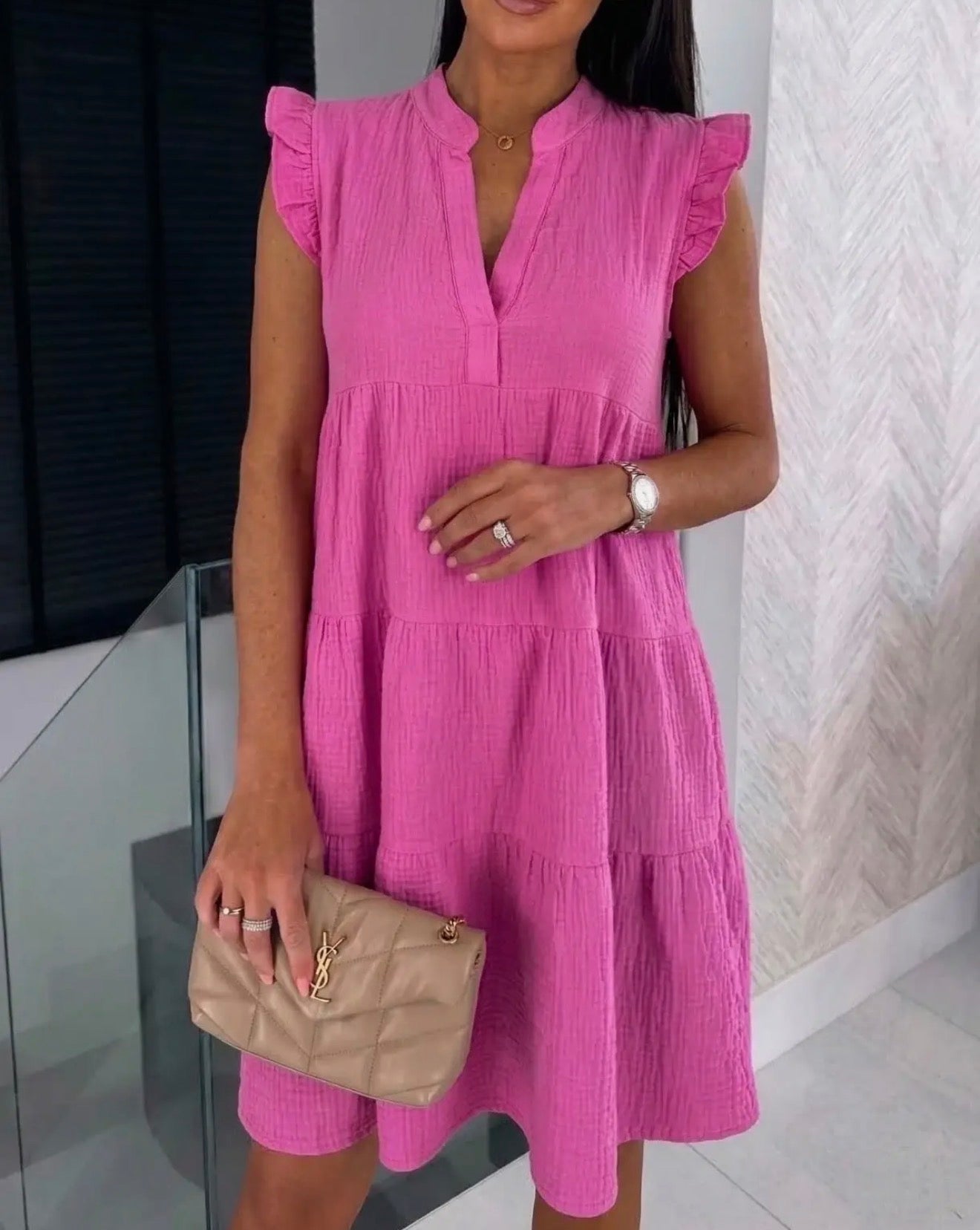 Robe courte gaz de coton ✨ fushia