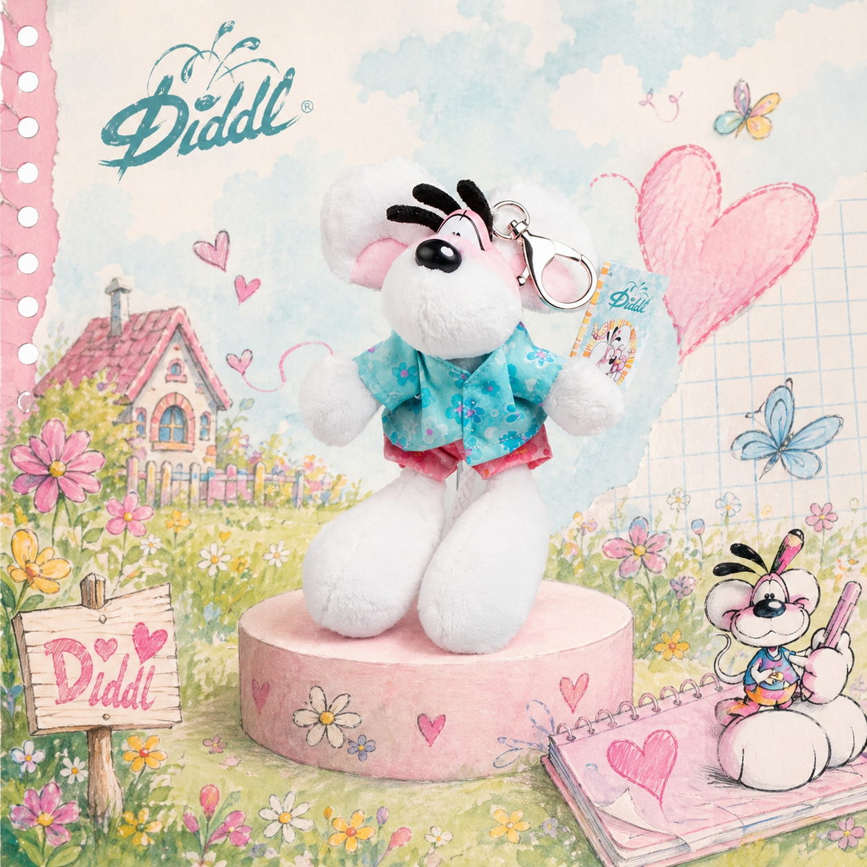 🌸 Porte-clés Peluche Diddl – Tenue Summer 15 cm PRÉCOMMANDE ✨