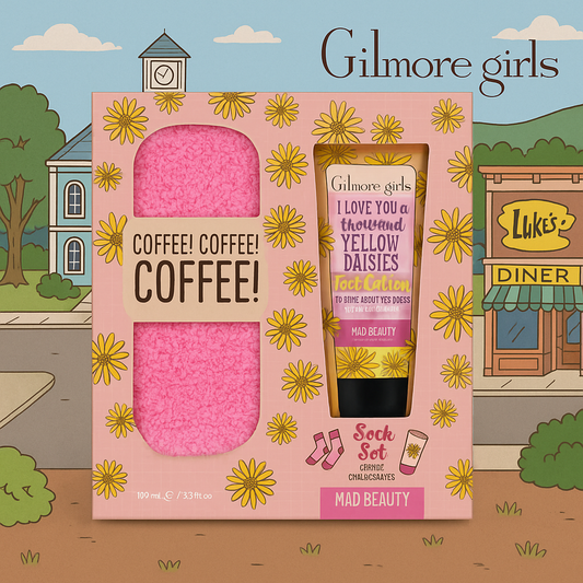 ✨ Coffret Gilmore Girls – Chaussettes douillettes & Lotion pour les pieds ✨