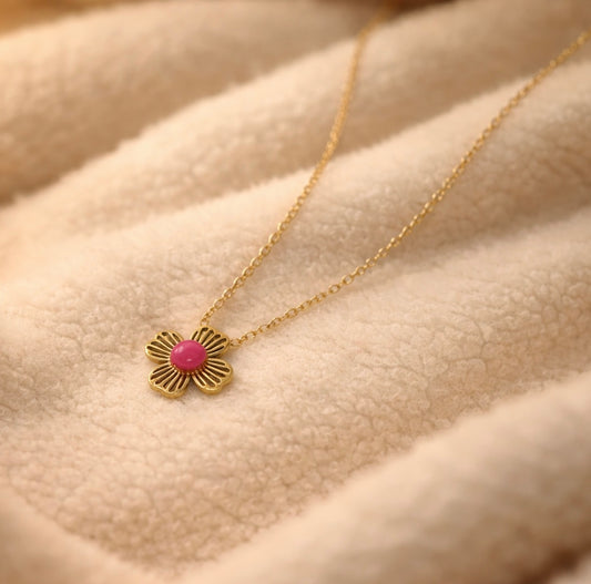 Collier Fleur Éclat Rosé 🌸