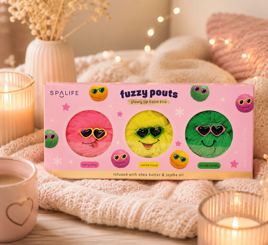 💖 Fuzzy Pouts – Trio de Baumes à Lèvres Ultra Mignons 💖