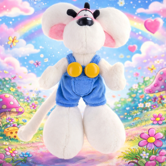 🐭 Peluche Diddl en Salopette Bleue – 20 cm