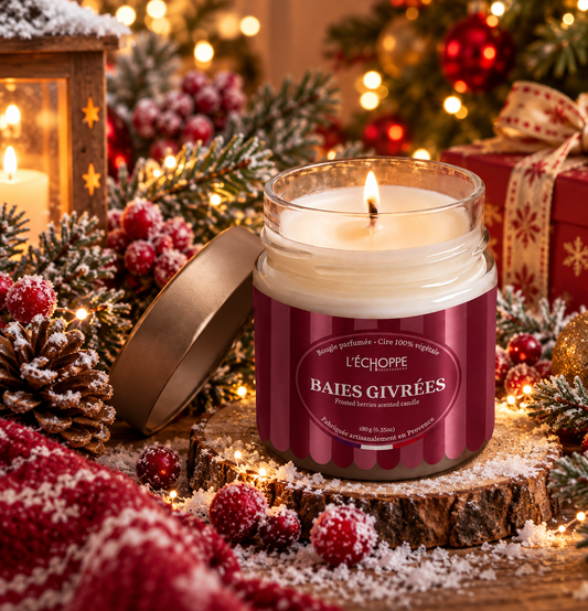 BAIES GIVRÉES – La magie de Noël en bougie ✨🎄