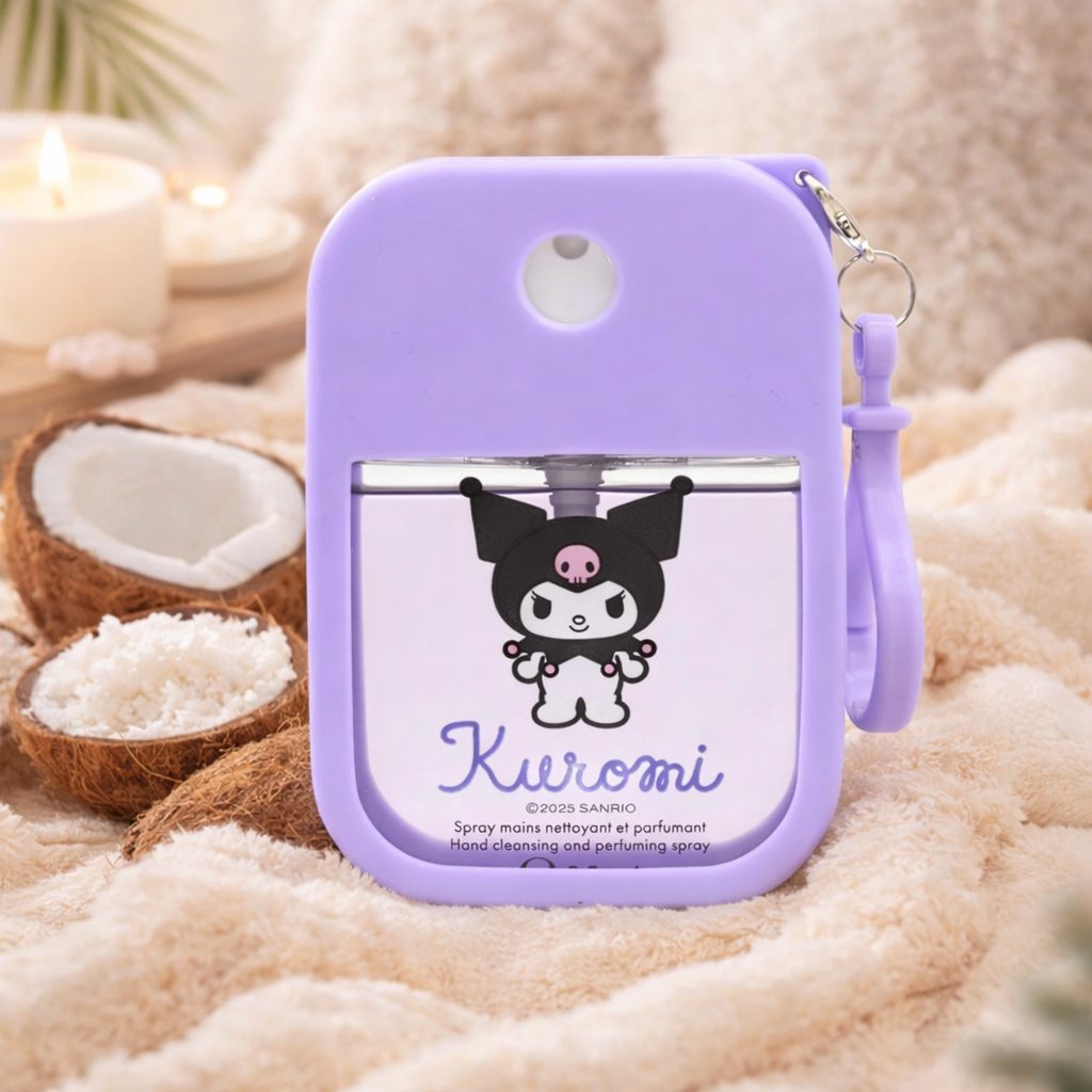 ✨ Spray mains nettoyant & parfumé Kuromi – Douceur coco 🥥💜