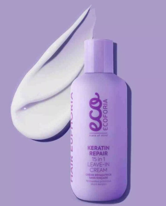 Crème 15 en1 sans rinçage réparation kératine - Ecoforia