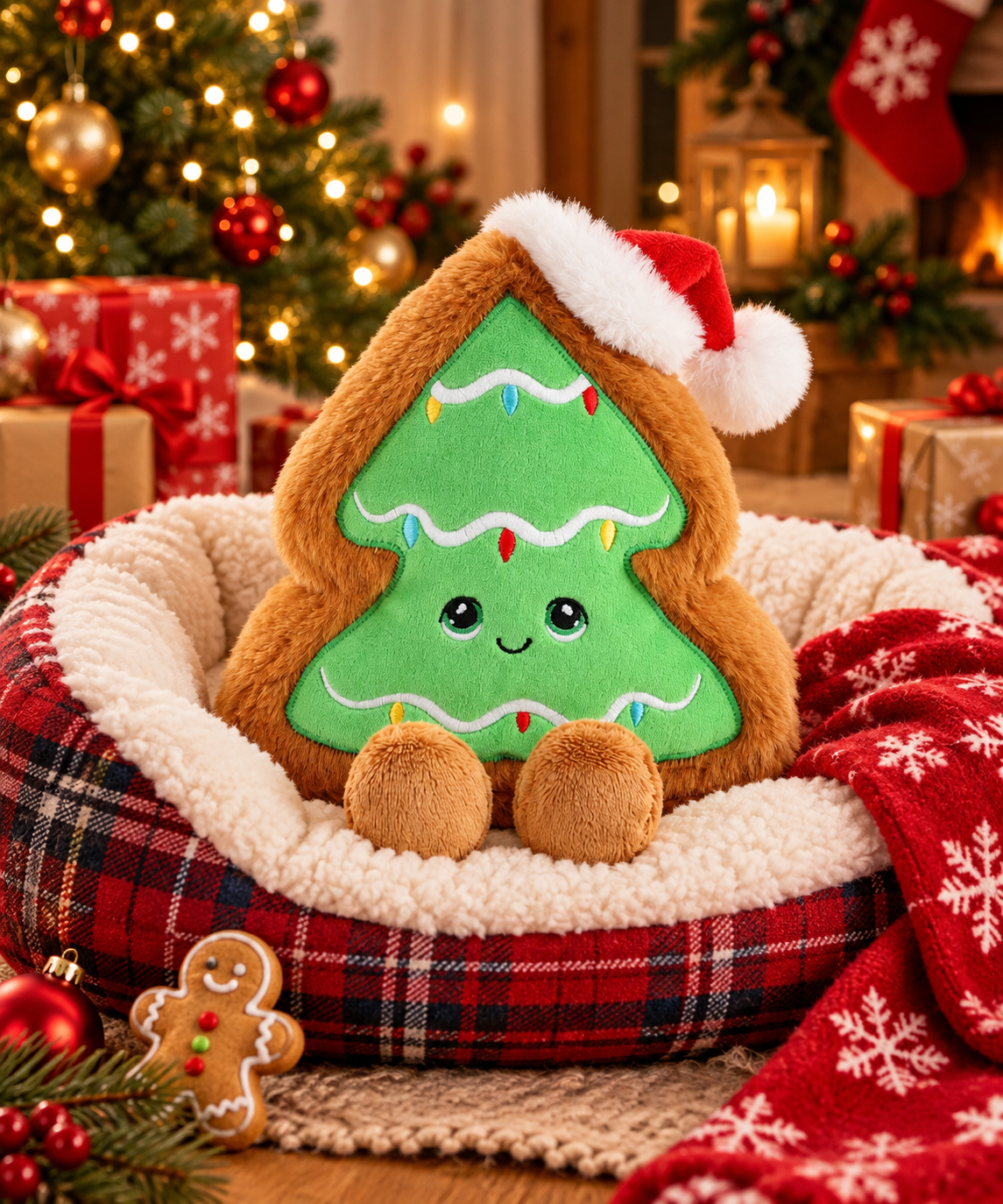 🎄 PELUCHE SAPIN DE NOËL PAIN D’ÉPICES – 15 CM 🎅✨