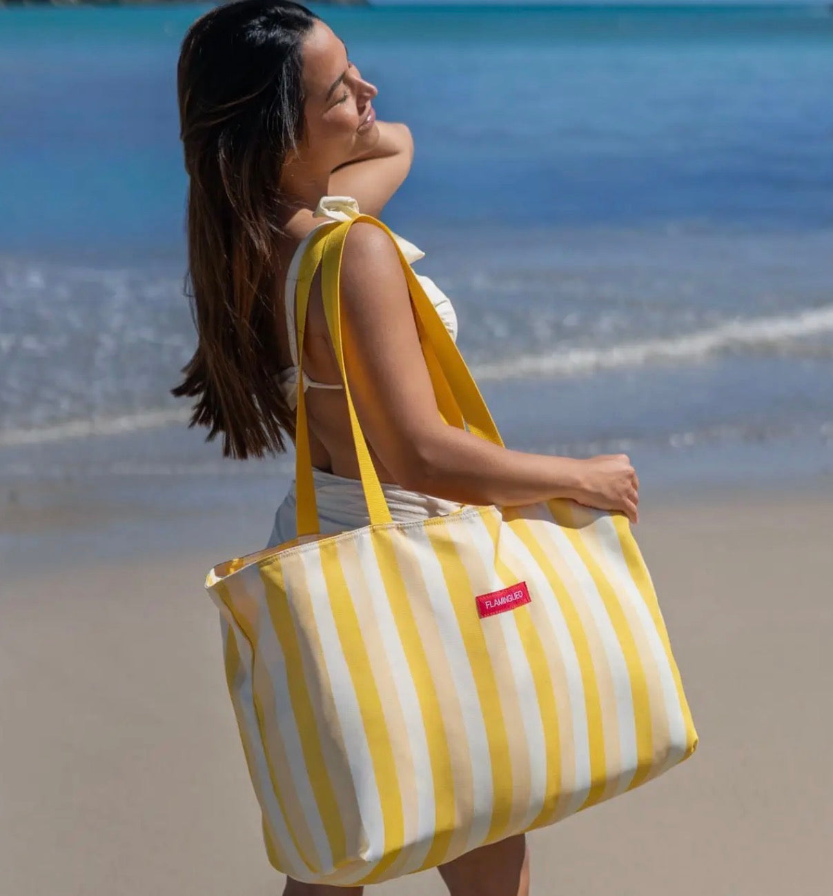Maxi Sac de plage avec pochette ✨ Jaune ✨
