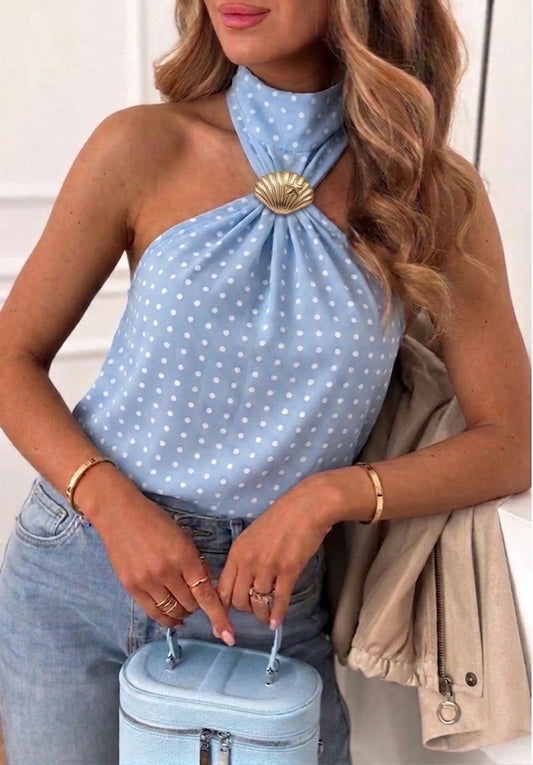 Top à petits pois bleu clair ✨