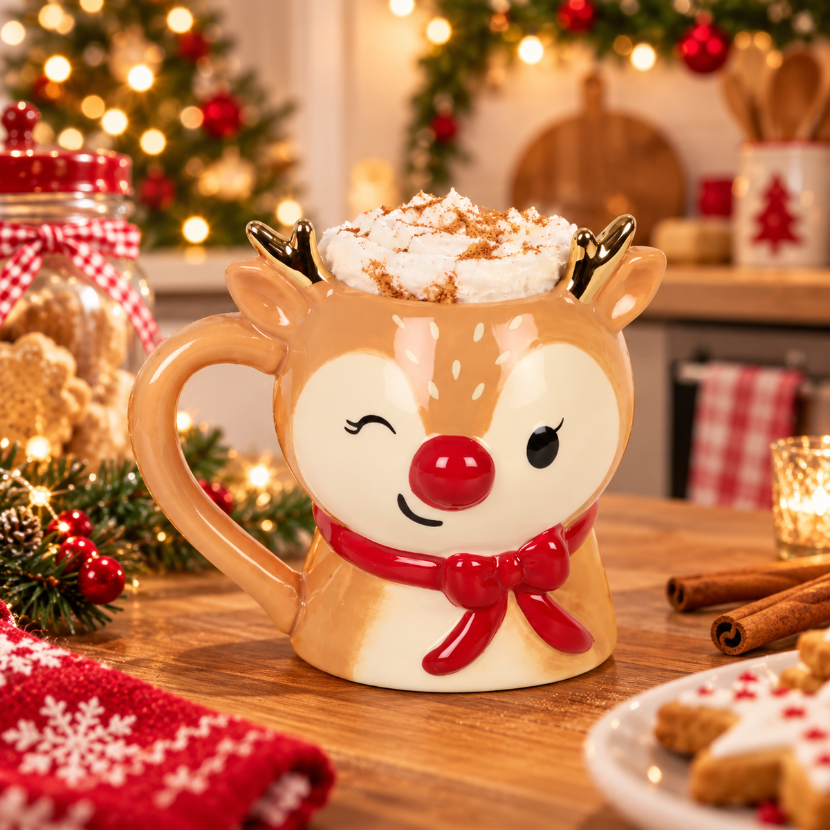 🎄 COFFRET COCOONING DE NOËL – MUG RENNE & CHAUSSETTES DOUILLETTES 🦌❤️