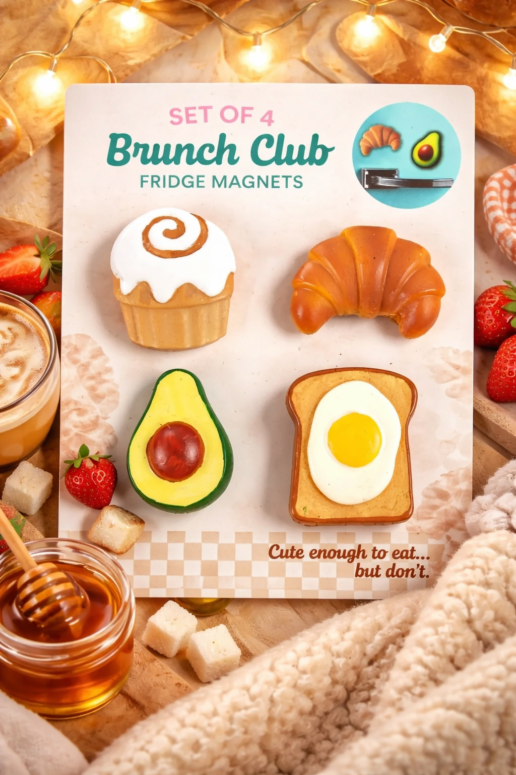 🥐 Magnets Frigo “Brunch Club” – Une touche gourmande & fun