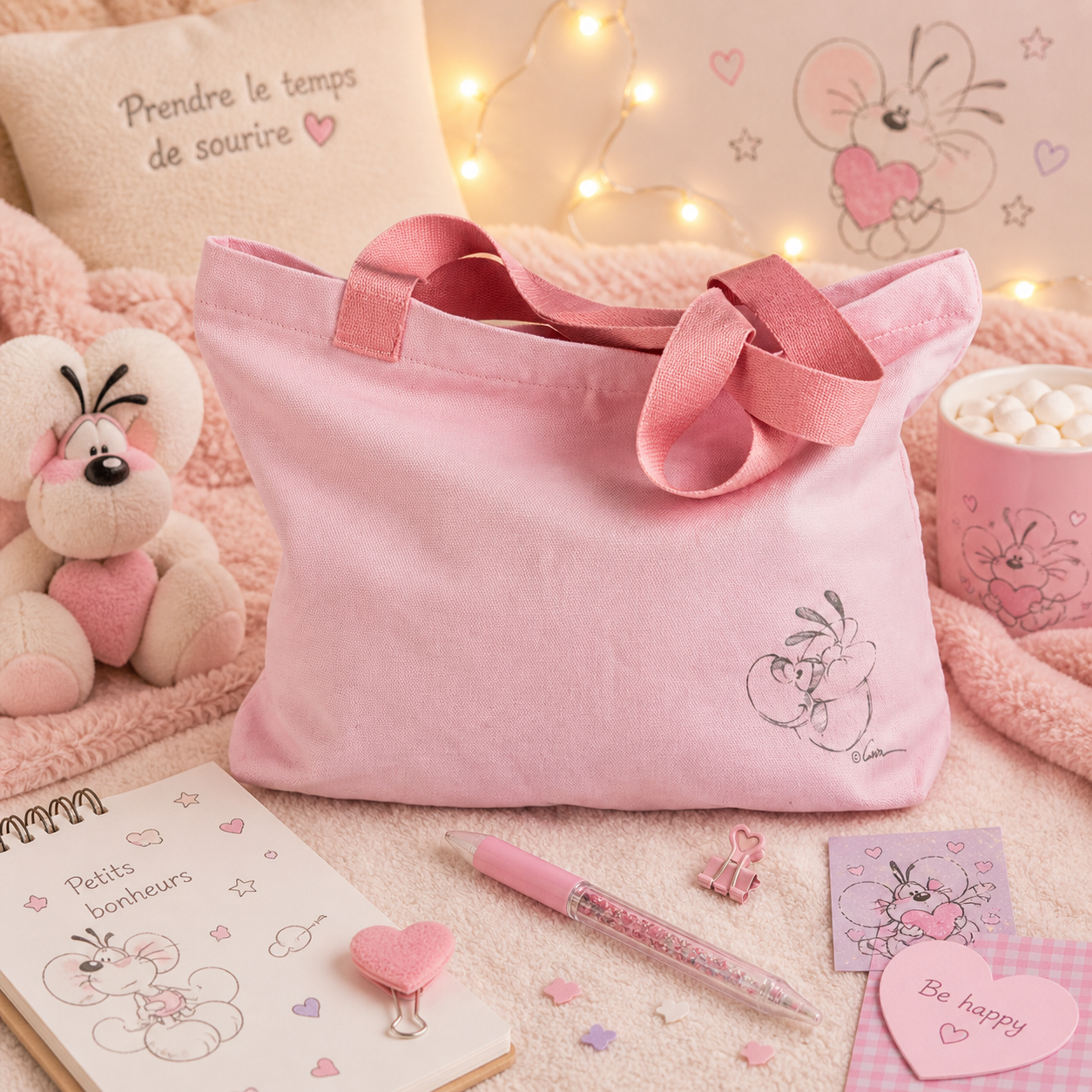 Tote bag diddl collection signature ✨ rose