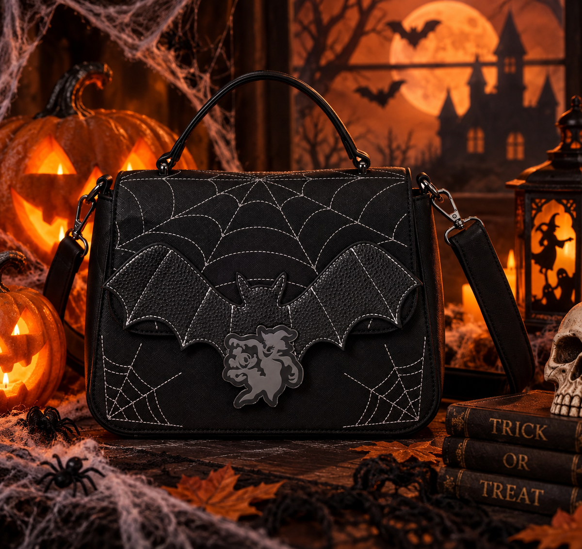 DISNEY - Mickey & Minnie Spiderweb & Bats - Sac bandoulière Loungefly