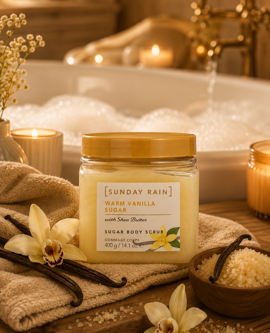 Gommage au sucre Warm Vanilla Sunday Rain 400 g ✨