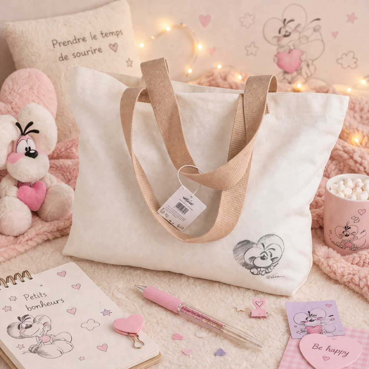Tote bag diddl collection signature ✨ beige