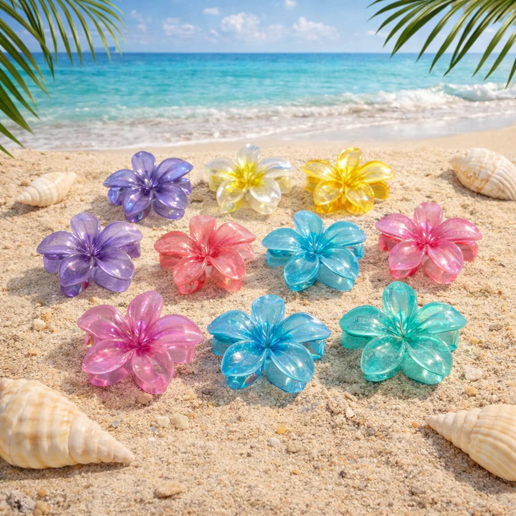 Pince cheveux fleur monoï paillettes ✨